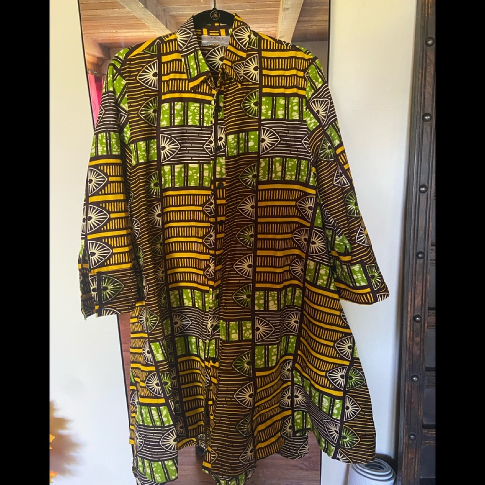 Golden Green Jacket made from Ankara African Fabric